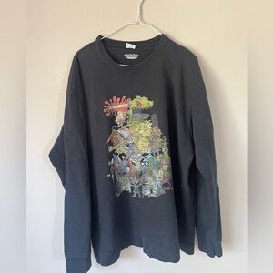 Nickelodeon Oversized Black Crewneck Graphic Pullover Size 2XL